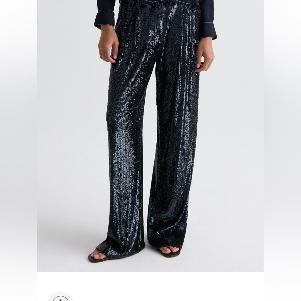 Nwt Ramy Brook New York ] Black Sequin Wide-Leg Pants ] Size 6